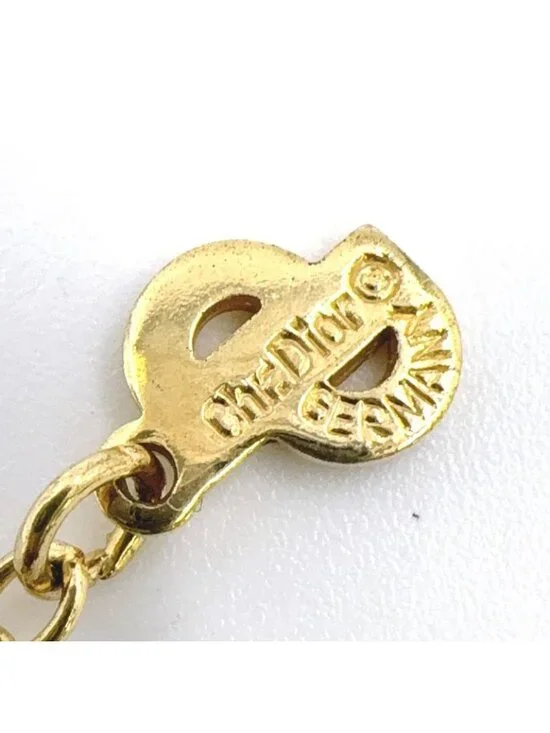 Dior Line Stone Faux Pearl Gold Necklace - Picture 4 of 13